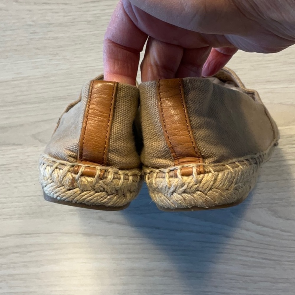 Tory Burch Color Block Espadrille Flat Canvas Tan Red- Size 7 Medium - Picture 4 of 16